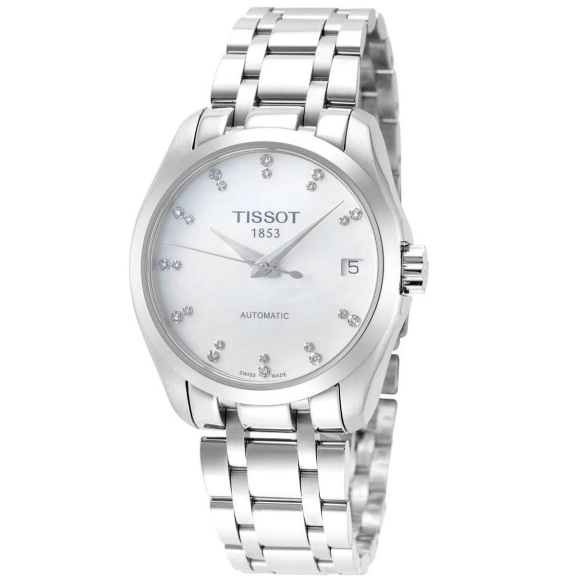 Tissot Womens T-trend White Mother Of Pearl Dial Automatic Watch - Dial: White, Band: Silver, Bezel: Silver