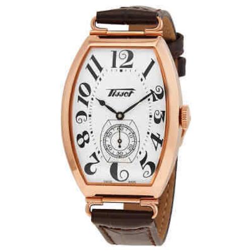 Tissot Heritage Hand Wind White Dial Unisex Watch T128.505.36.012.00 - Dial: White, Band: Brown, Bezel: Pink