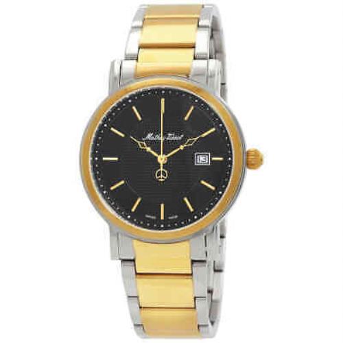 Mathey-tissot City Black Dial Men`s Watch H611251MBN - Dial: Black, Band: Two-tone (Silver-tone and Yellow Gold PVD), Bezel: Silver-tone