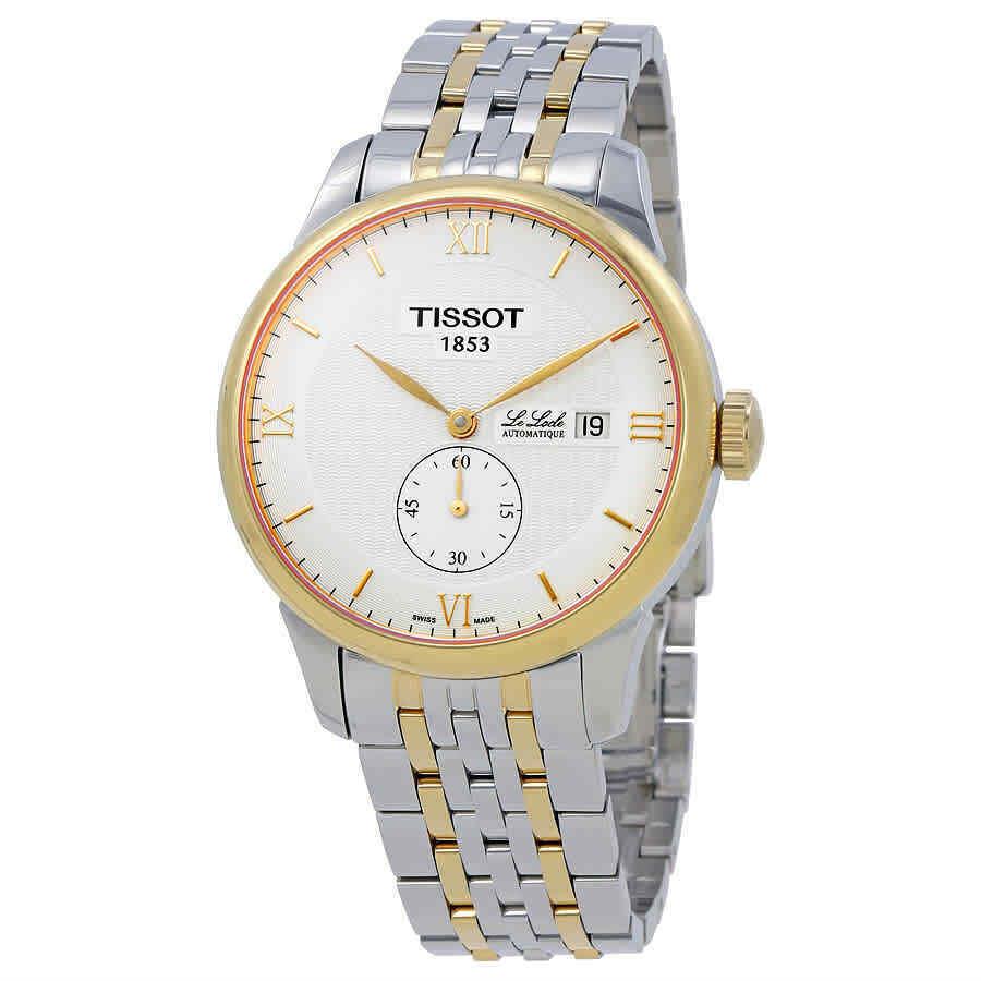 Tissot Le Locle Automatic White Dial Men`s Watch T0064282203801 - Dial: Silver, Band: Silver, Bezel: Gold