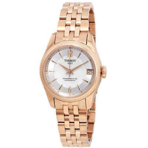 Tissot T-classic Ballade Automatic Chronometer White Mop Dial Ladies Watch - Dial: White, Band: Gold, Bezel: Pink