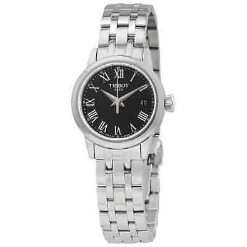 Tissot Classic Dream Lady Quartz Black Dial Watch T129.210.11.053.00 - Dial: Black, Band: Gray, Bezel: Silver
