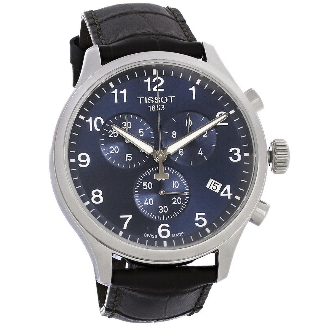 Tissot Chrono XL Series Mens Stainless Steel Quartz Watch T116.617.16.047.00 - Face: Blue, Dial: Blue, Band: Brown