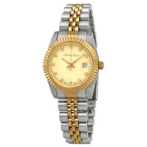 Mathey-tissot Mathey Iii Quartz Crystal Gold Dial Ladies Watch D810BDI - Dial: Gold, Band: Two-tone (Silver-tone and Yellow Gold PVD), Bezel: Silver-tone