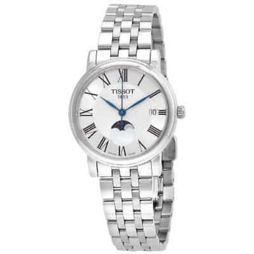 Tissot T-classic Quartz Carson Premium Lady Moonphase Watch T1222231103300 - Dial: White, Band: Silver, Bezel: Silver