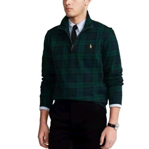 Polo Ralph Lauren Black Watch Plaid 1/4 Zip Mock Neck Pullover Sweatshirt