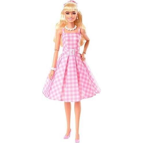 WB Mattel - Barbie The Movie Margot Robbie as Barbie Wearing Pink White Dress