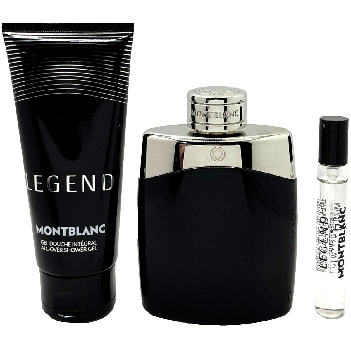 Montblanc Mont Blanc Legend 3 Pcs Gift Set For Men Edt 3.3 Oz Pen 0.25 Oz Shower Gel