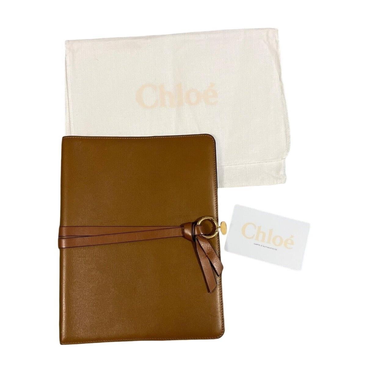 Chloe Brown Leather Notebook Organizer with Dust Bag