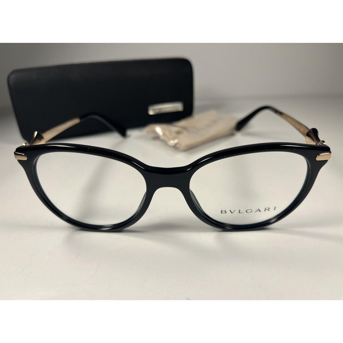 Bvlgari 4143-B Eyeglasses 501 Gloss Black Gold Frames 51/17/135