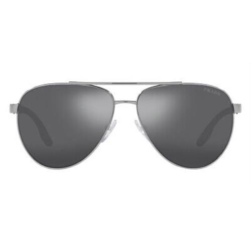 Prada PS 52YS Sunglasses Gunmetal Gray Mirrored Black 61mm