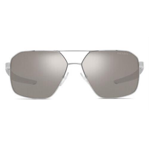 Prada PS 55WS Sunglasses Silver Light Gray Mirrored Silver 60