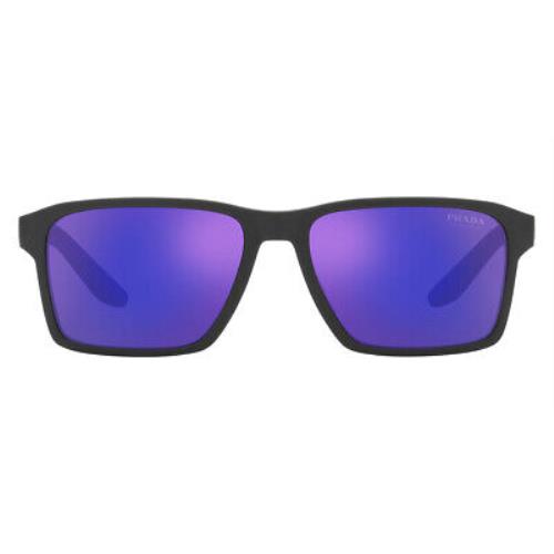 Prada PS Sunglasses Gray Rubber / Dark Blue Mirrored Violet