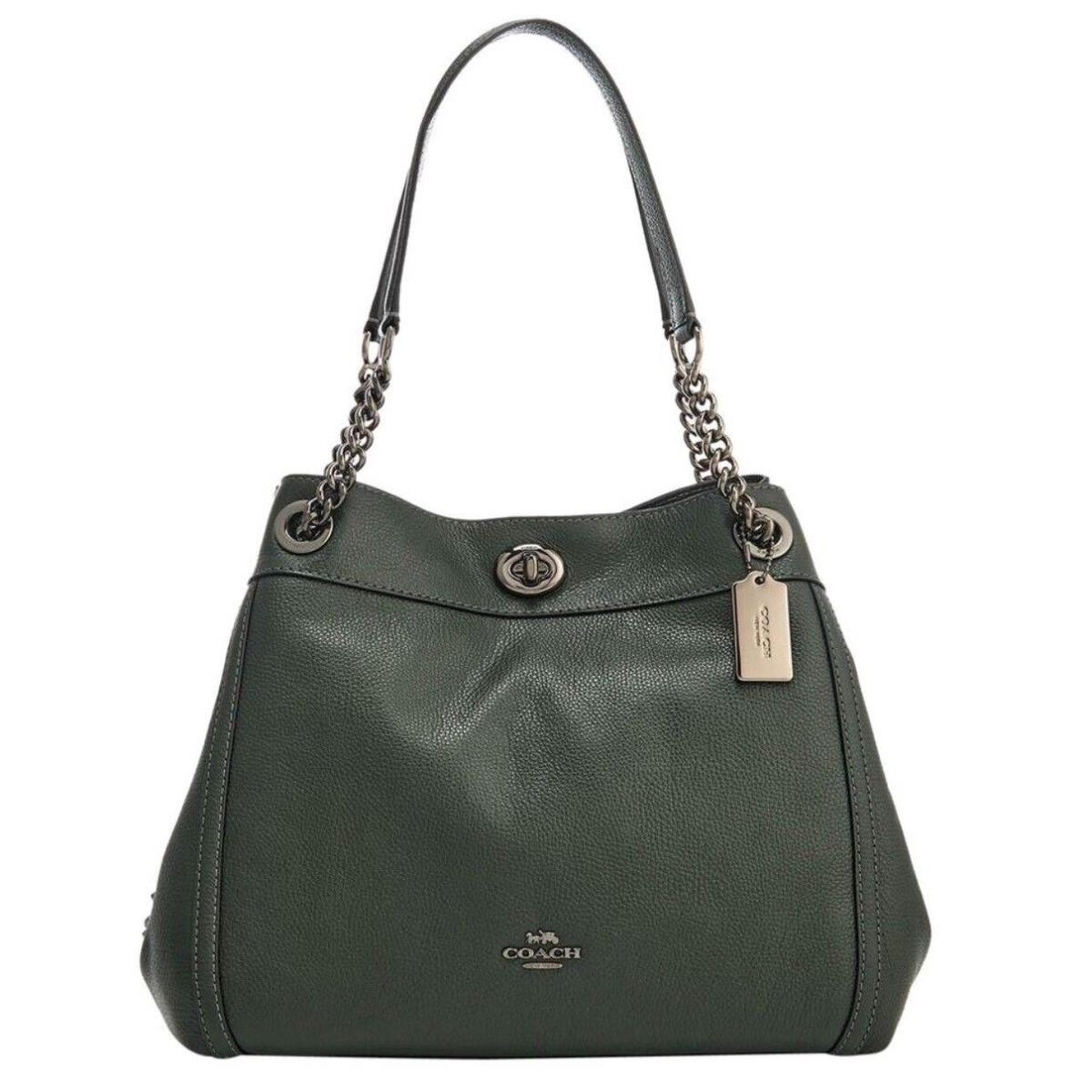 Coach 36855 Turnlock Edie Shoulder Bag IN Pebble Leather DK /ivy Medium