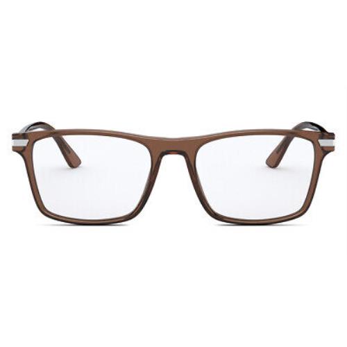 Prada PR 01WV Eyeglasses RX Men Brown Rectangle 54mm