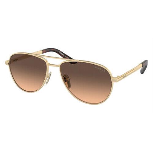 Prada PR Sunglasses Matte Pale Gold / Brown Gradient Gray