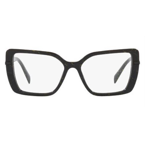 Prada PR 03ZV Eyeglasses Women Black/yellow Marble Square 53