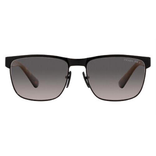 Prada PR Sunglasses Men Black / Polarized Gray Gradient 58mm