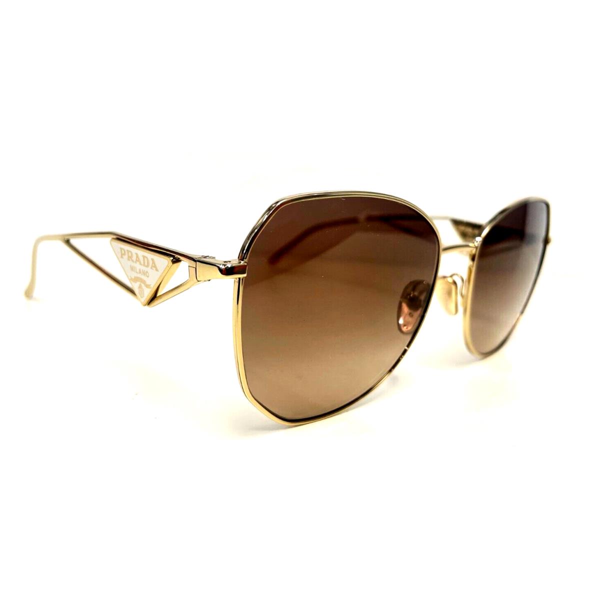 Prada Women`s Triangle Logo Metal Sunglasses SPR57Y ZVN-3DO - Frame: , Lens: Brown