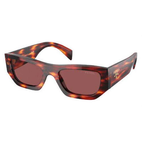 Prada PR Sunglasses Unisex Havana Red / Dark Violet 55mm