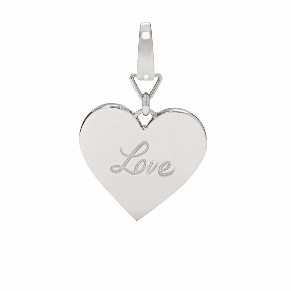 New-fossil Silver Steel Love Charm Pendant JF00724040+POUCH