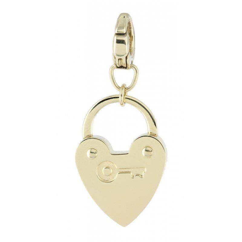 Fossil Gold Tone Stainless Steel Heart Lock Key Hole Charm PENDANT-JF00033710