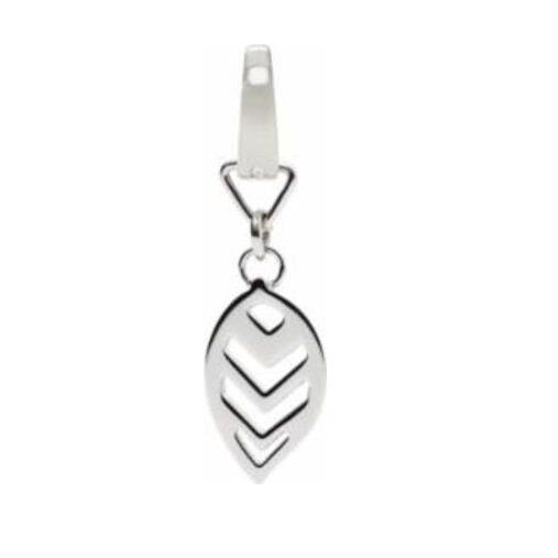 Fossil Polished Silver Tone Feather Charm PENDANT-JF02459040
