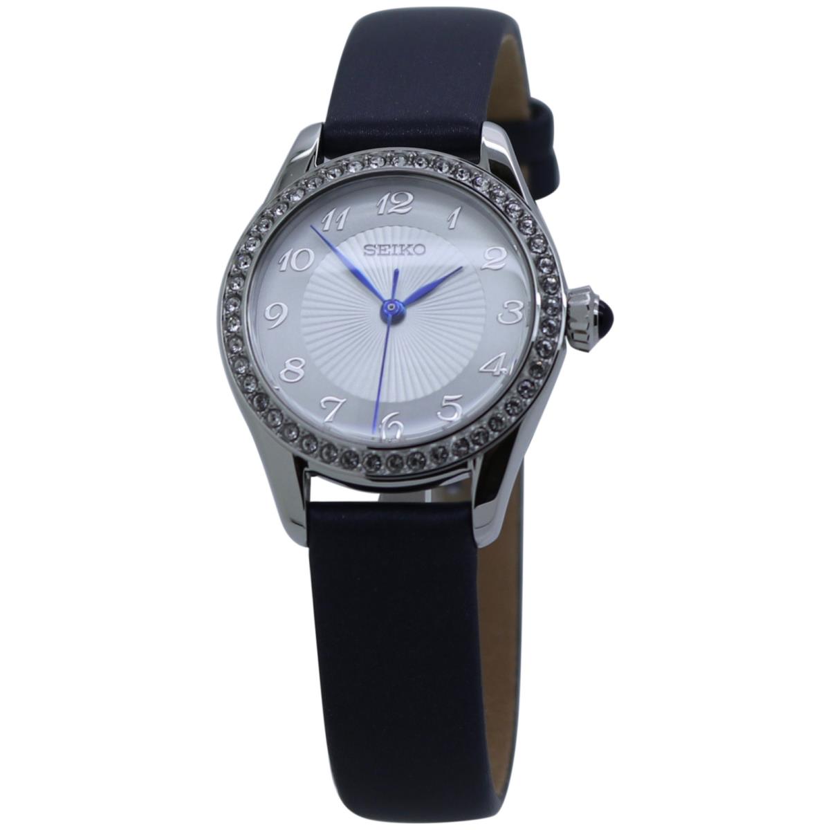 Seiko Core Quartz Crystal Silver Dial Ladies Watch SUR385P2 - Dial: Silver, Band: Black