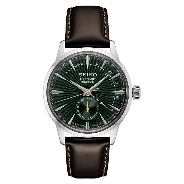 Seiko Presage Automatic Green Dial Brown Leather Strap Men s Watch SSA459 - Dial: Green, Band: Brown
