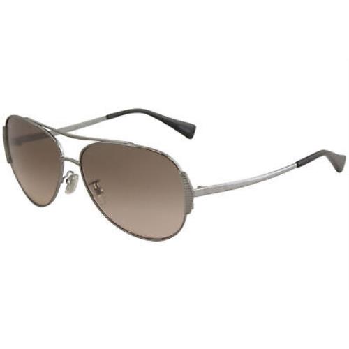 Coach Women`s HC7067 HC/7067 930111 Gunmetal/black Fashion Pilot Sunglasses 59mm