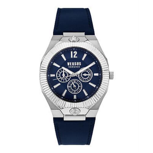 Versus Versace Mens Echo Park Multifunction Stainless Steel 42mm Strap Fashion - Dial: Blue, Band: Blue, Bezel: Blue