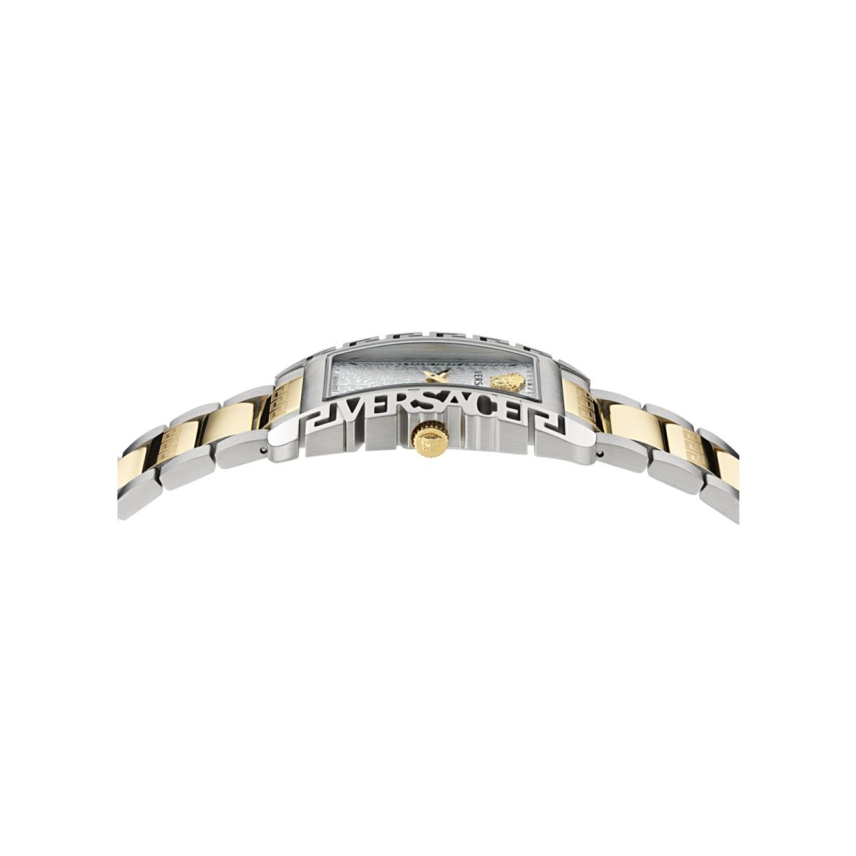 Versace Mens Versace Flair Two Tone 27.8mm Bracelet Fashion Watch - Dial: Silver, Band: Silver, Bezel: Silver