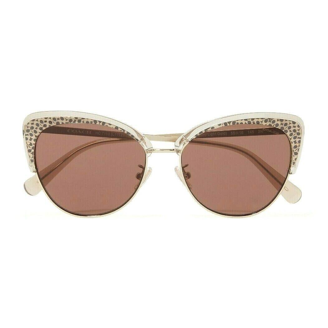 Coach Sunglasses HC7110 L1112 55758G Shiny Light Gold Signature Cat-eye