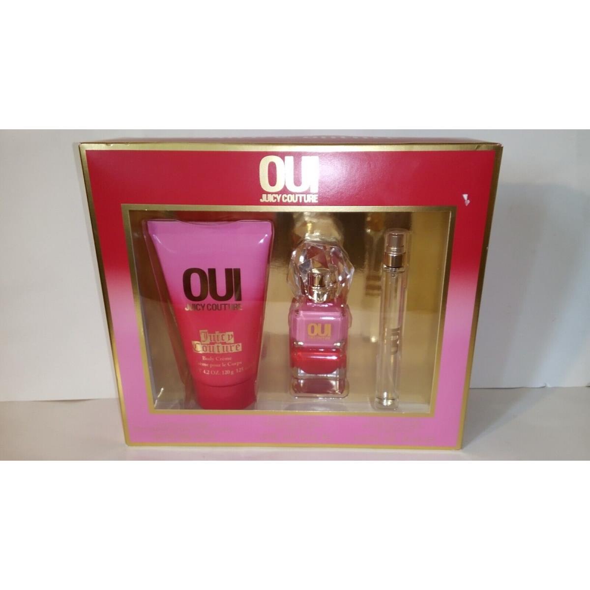 Juicy Couture Oui Women Eau De Perfume Spray 1 oz Edp 0.33 oz Body Cream 3 pc