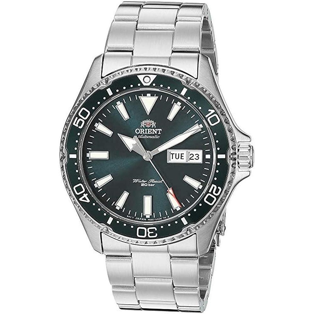 Orient Men`s Kamasu Stainless Steel Japanese-automatic Diving Watch Green - Metal Bracelet