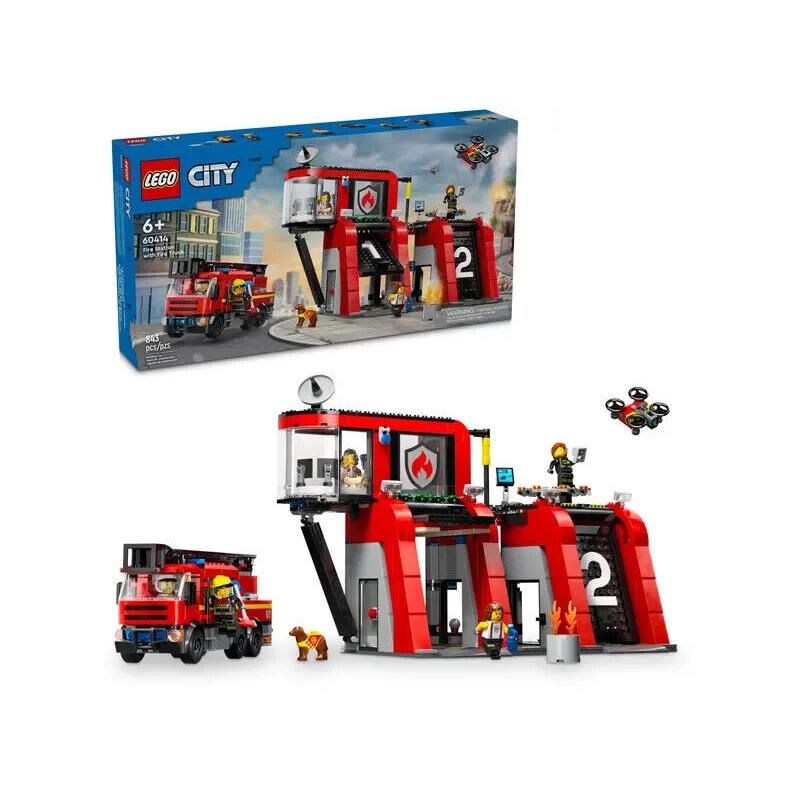 Lego Fire Station with Fire Truck 60414 City Minifigure Building Set