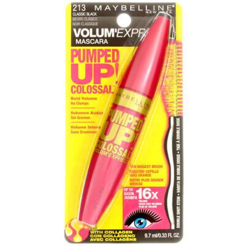 5 Pack Maybelline Volum` Express Pumped Up Colossal Washable Mascara