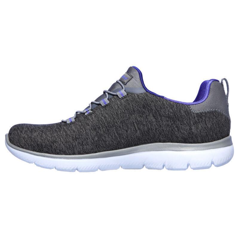 Womens Skechers Summits Quick Getaway Charcoal Purple Mesh Shoes - Gray