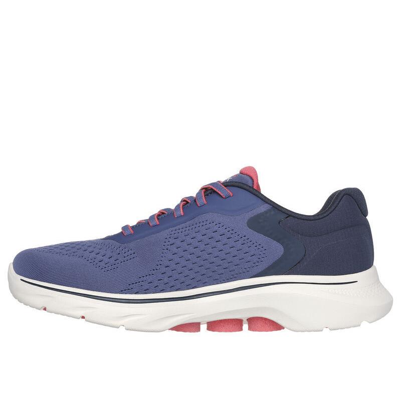 Womens Skechers GO Walk 7-COSMIC Waves Navy Coral Mesh Shoes - Blue