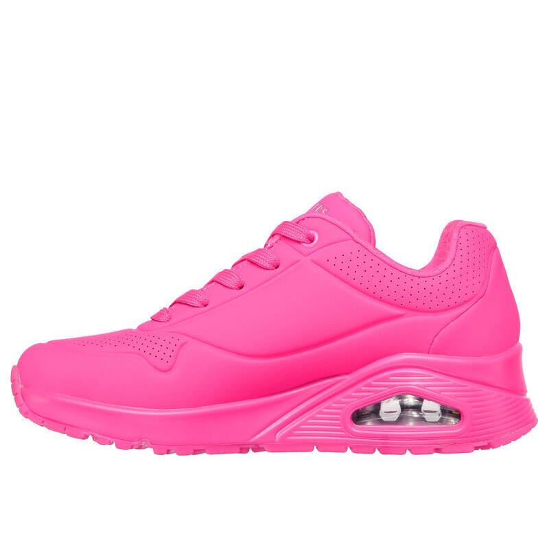 Womens Skechers Uno-night Shades Hot Pink Leather Shoes - Pink