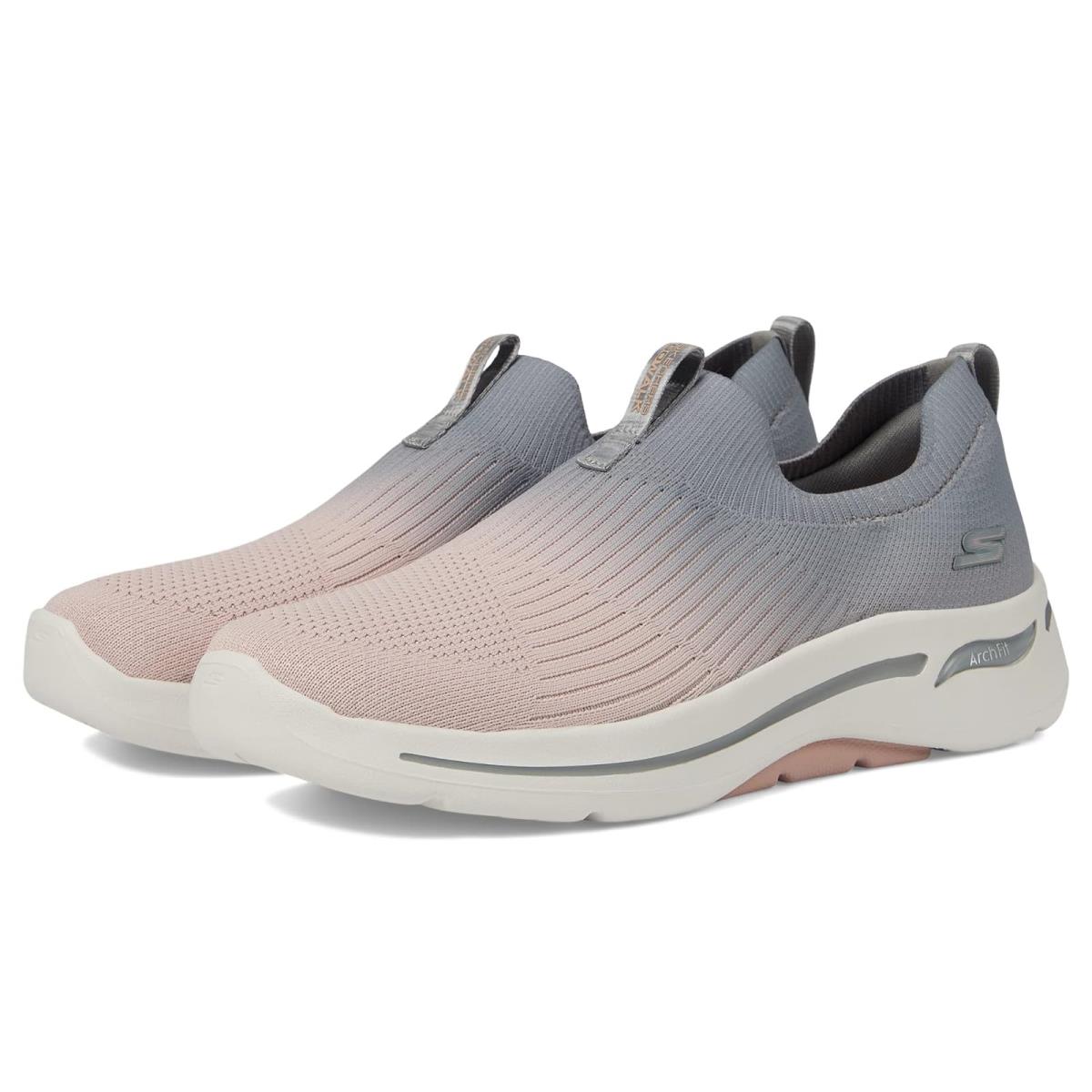 Woman`s Shoes Skechers Performance Go Walk Arch Fit - Ocean Vibes Gray/Pink