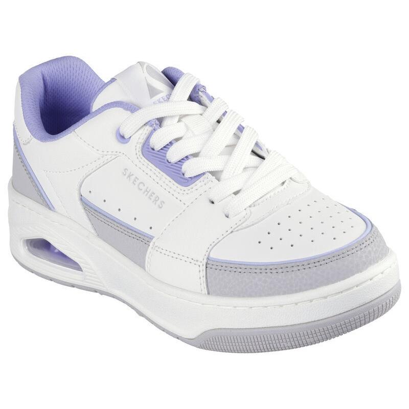 Womens Skechers Uno Court-courted Style White Lavender Leather Shoes