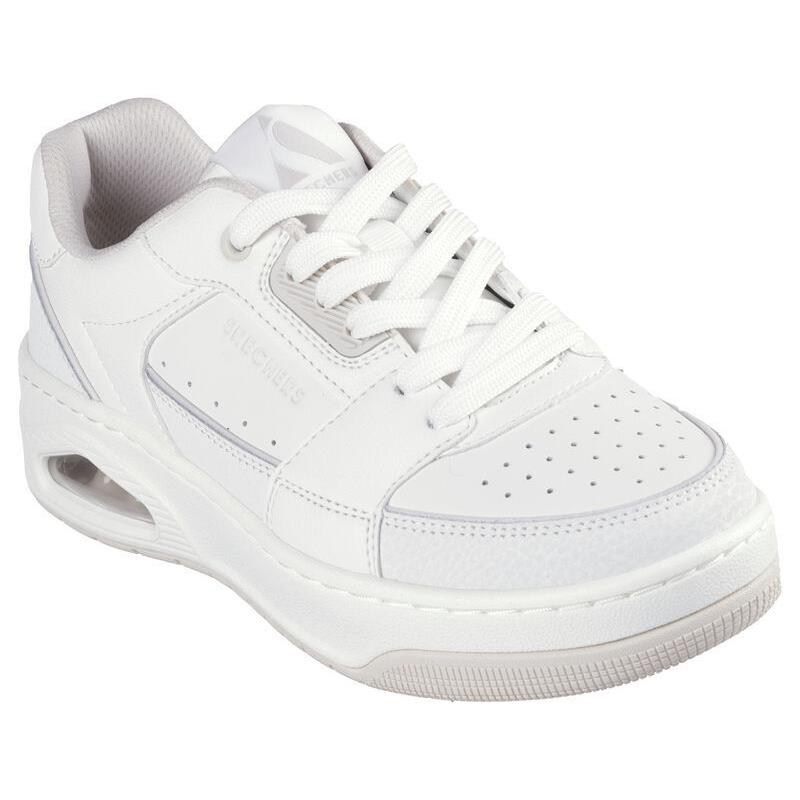 Womens Skechers Uno Court-courted Style White Leather Shoes - White