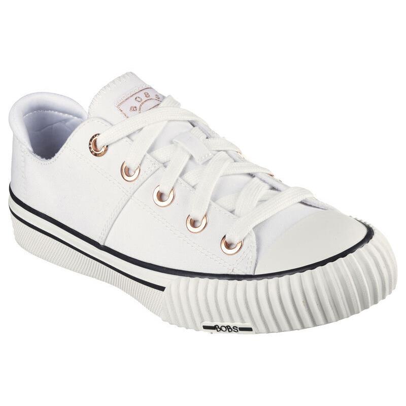 Womens Skechers Bobs D`vine -arch Fit Utopia-arching Star White Canvas Shoes - White