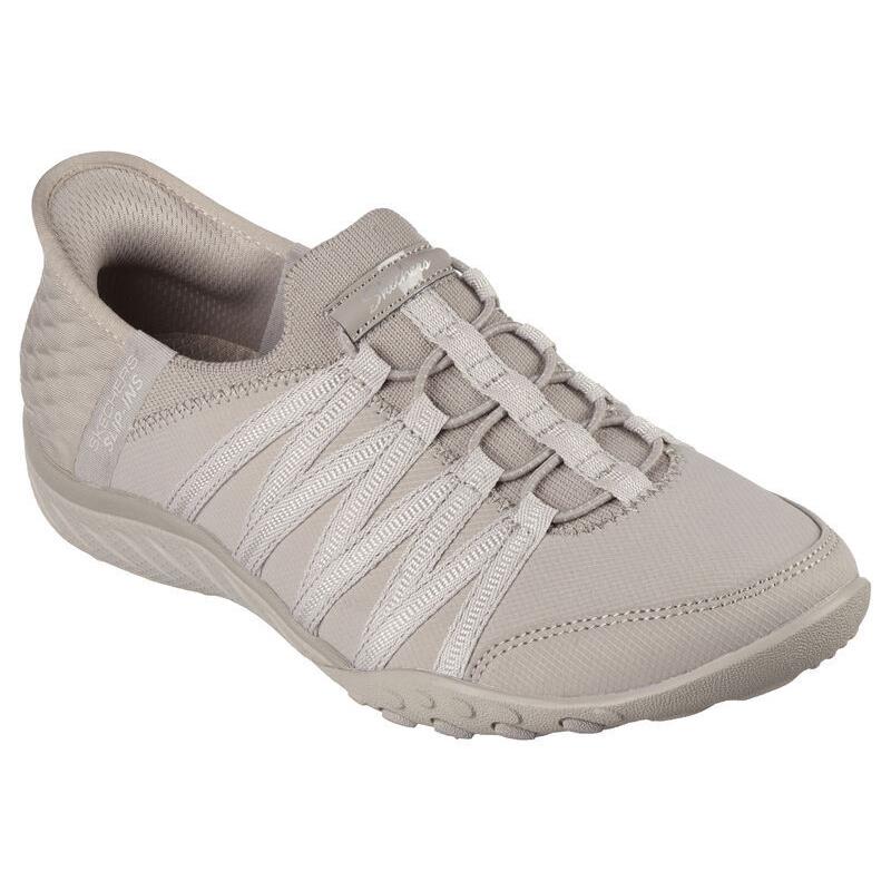 Womens Skechers Slip-ins: Breathe-easy-roll-with-me Taupe Mesh Shoes - Beige