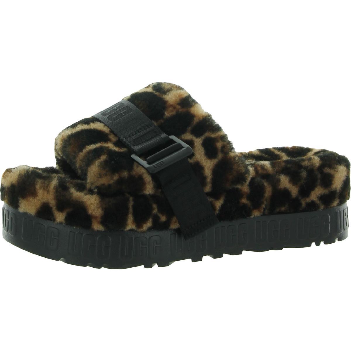 Ugg Womens Fluffita Wool Slip On Comfort Slide Slippers Shoes Bhfo 6453 - Butterscotch Leopard