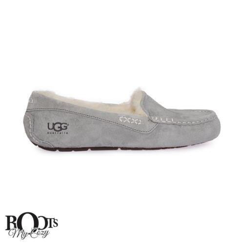 Ugg Ansley Wide Grey Suede Shearling Slip ON Moccasin Women`s Shoes Size US 6 - Grey