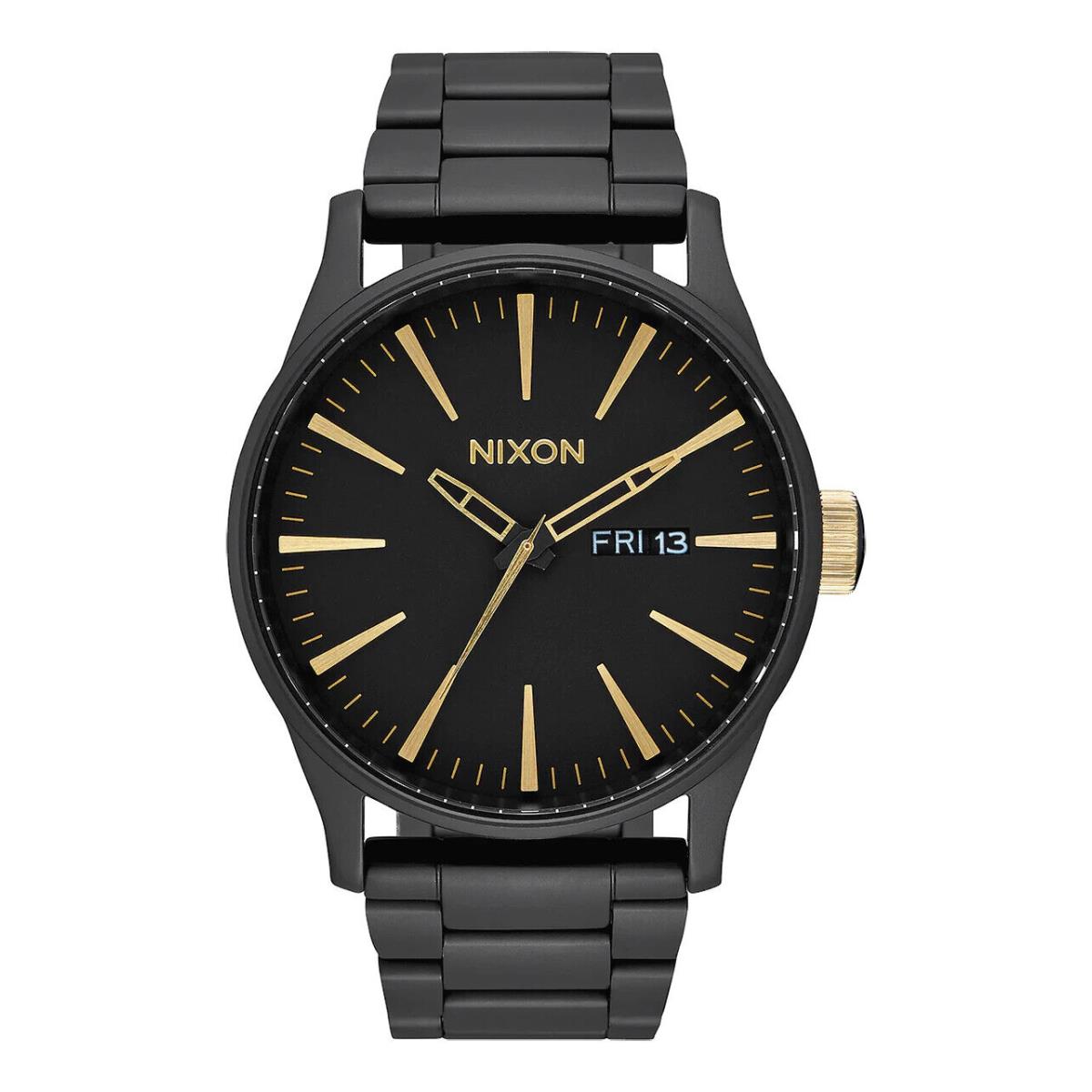 Nixon Men`s Watch Sentry Stainless Steel Watch Matte Black / Gold