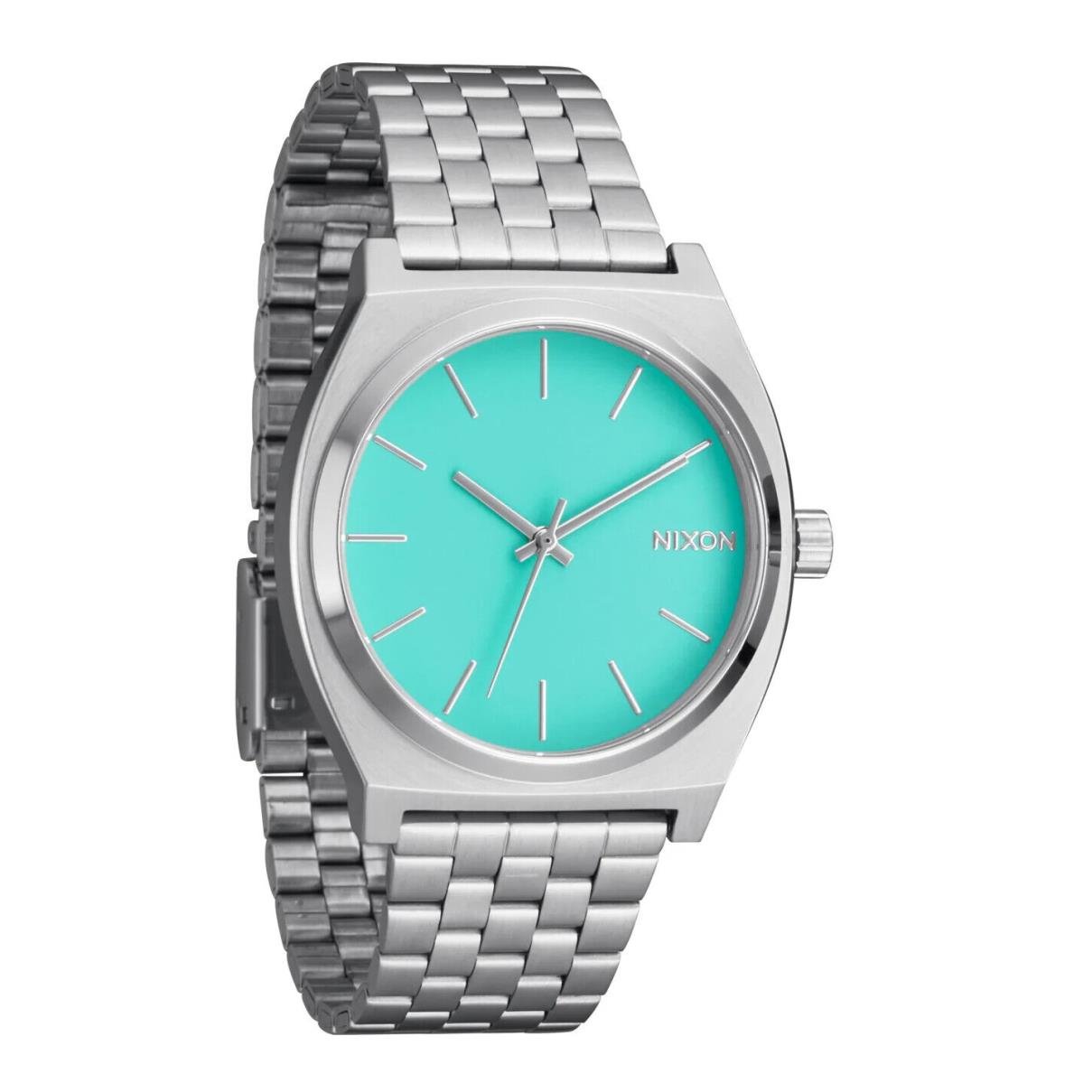 Nixon Men`s Watch Time Teller Watch Silver / Turquoise