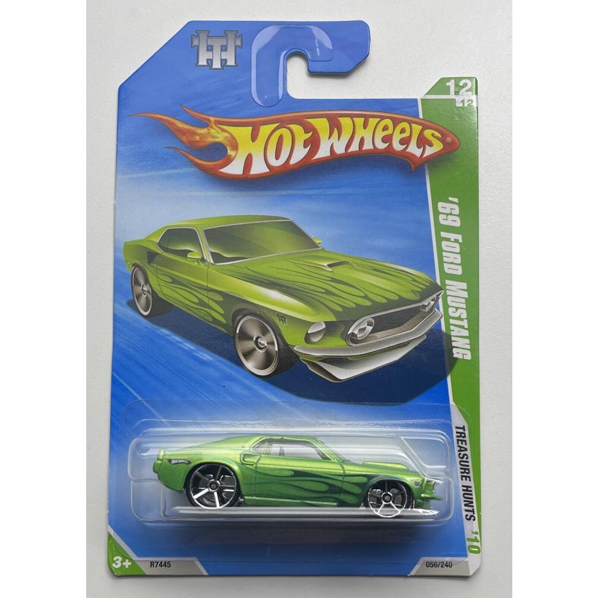 Hot Wheels - 2010 Treasure Hunt - Green `69 Ford Mustang - on Card 2